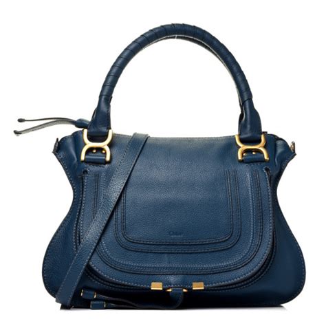 CHLOE Calfskin Medium Marcie Satchel Navy Ink 